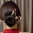 thumbnail image 5 of Red Rose Tassel Hair Sticks Women Antique Pearl Hairpin Female Hair Fork Pan Hair Chopsticks Headdress Valentine's Day Gift, 5 of 10