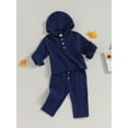 thumbnail image 3 of Liacowi Toddler Boys 2PCS Pants Sets Long Sleeve Button Hooded Tops and Elastic Band Pants Sets, 3 of 9