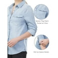 thumbnail image 6 of MixMatchy Women's Casual Daily Long/Roll Up Sleeve Button Down Denim Chambray Shirt (S-3XL), 6 of 6