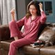 thumbnail image 1 of Pijama de algodón 100% para mujer, ropa de dormir de manga larga con botones, color verde, para invierno, 1 of 4