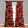 thumbnail image 4 of Ambesonne Nature Curtains, Goth Roses and Moths Pattern, Pair of 28"x63", Dark Coral Fawn Sepia, 4 of 5