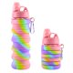 thumbnail image 1 of MAKERSLAND Rainbow Botellas de agua plegables plegables para niños, estudiantes, adultos, reutilizables, sin BPA, de silicona, plegables, para deportes, para viajes, camping, senderismo, color rosa, 1 of 1