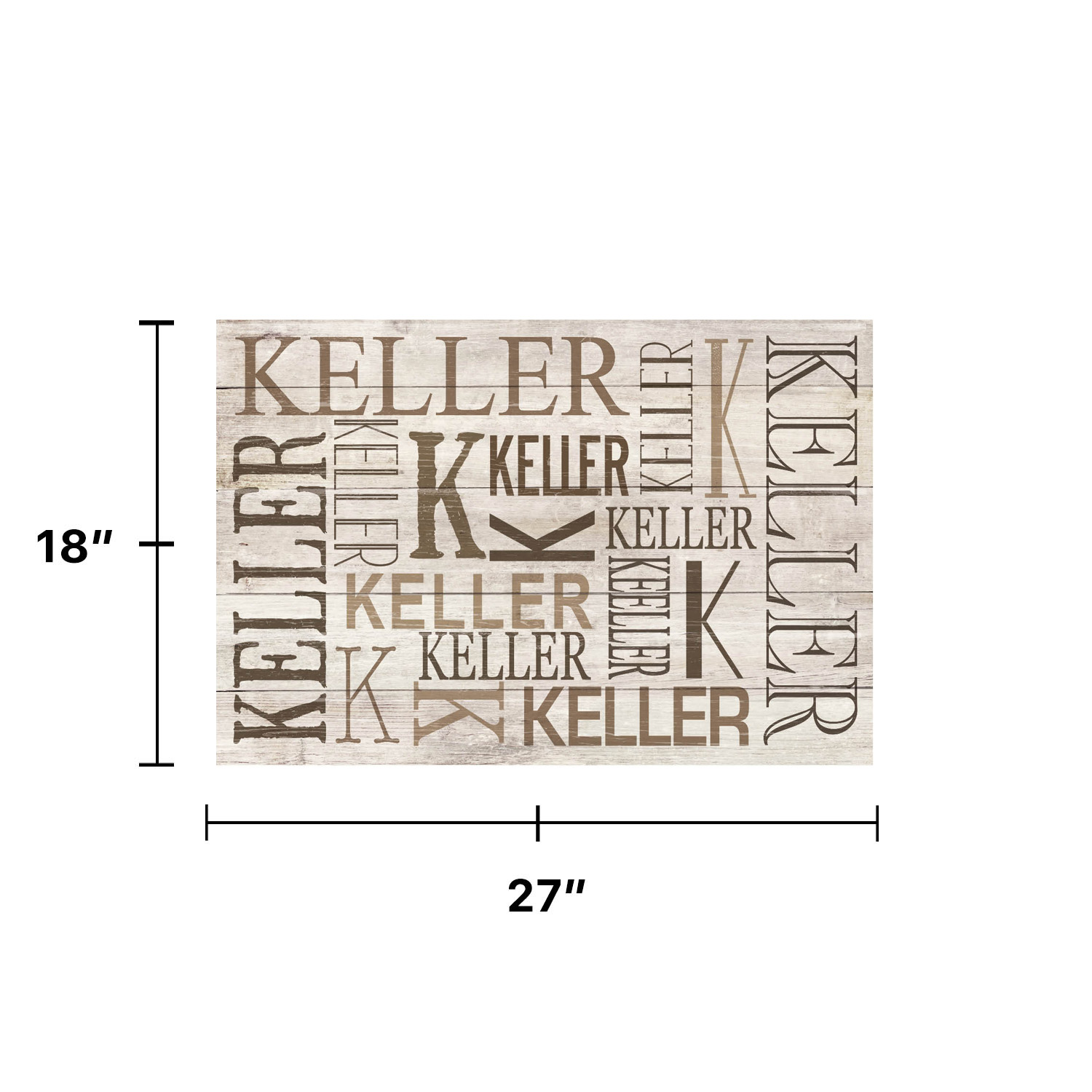 Personalized Planet 27x18 Family Name and Initial Doormat with Custom Personalization Printed on Cream Rectangular 1/8” Thick Non Slip Mat for Kitchen Hallway Deck or Porch