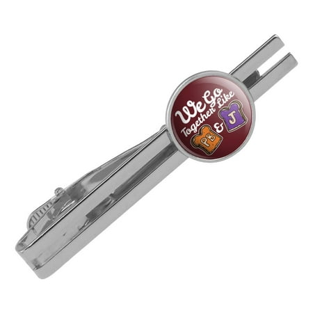 Peanut Butter and Jelly Together PB&J Best Friends Round Tie Bar Clip Clasp Tack Silver Color