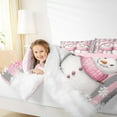 thumbnail image 4 of jejeloiu Christmas Snowmen Queen Comforter Set,Geometric Stripes Lines Bedding Sets,Pink White Gray Bedding Comforter Set For Girls Boys,Reathable Home Decor Reversible,3pcs, 4 of 8
