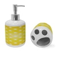 thumbnail image 2 of Ambesonne Yellow Soap Dispenser & Toothbrush Holder Set, Vibrant Stars Fun Retro, 2 Pcs, White Yellow, 2 of 6