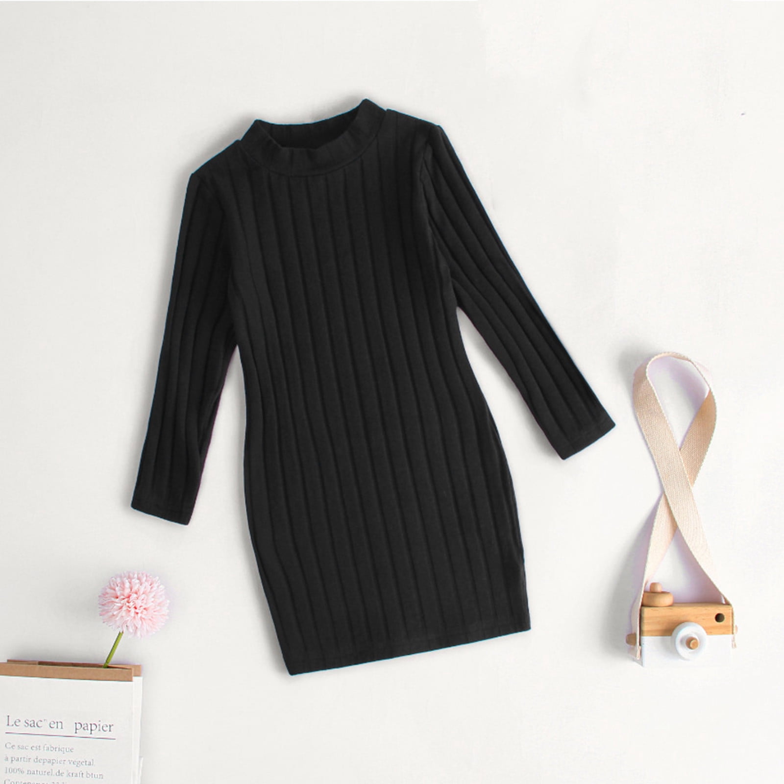 amazon black long sleeve dress Girls Knit Sweater Dress Kids Solid Ribbed Dresses Fall Clothes Toddler Dress 5 Years-6 Years Evening gown Size:17.5 / xl Luxury Formal Dresses J.VER Womens Dress Shirts while the matching bolero