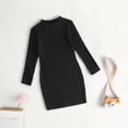 thumbnail image 2 of Flower Girl Dress,Toddler Baby Girl Knit Sweater Dress Solid Ribbed Long Sleeve Dresses,Fall Clothes Outfits, Casual Party Wear,Toddler Girl Dress,Black,6-7 Years, 2 of 3