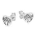 thumbnail image 4 of AeraVida Nature and Love Tree of Life Heart-Shaped Sterling Silver Post Stud Earrings, 4 of 4