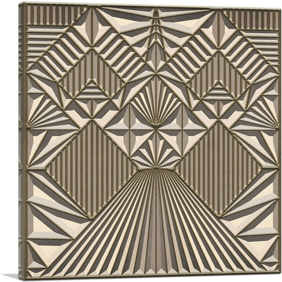 ARTCANVAS Art Deco Brown Design on Tan Canvas Art Print - Size: 36" x 36" (0.75" Deep)