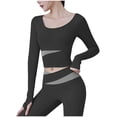 thumbnail image 4 of Wlynlyn Workout Crop Tops for Women Long Sleeve Athletic Shirts Cut out Front Gym Running Yoga Tights Top, 4 of 5