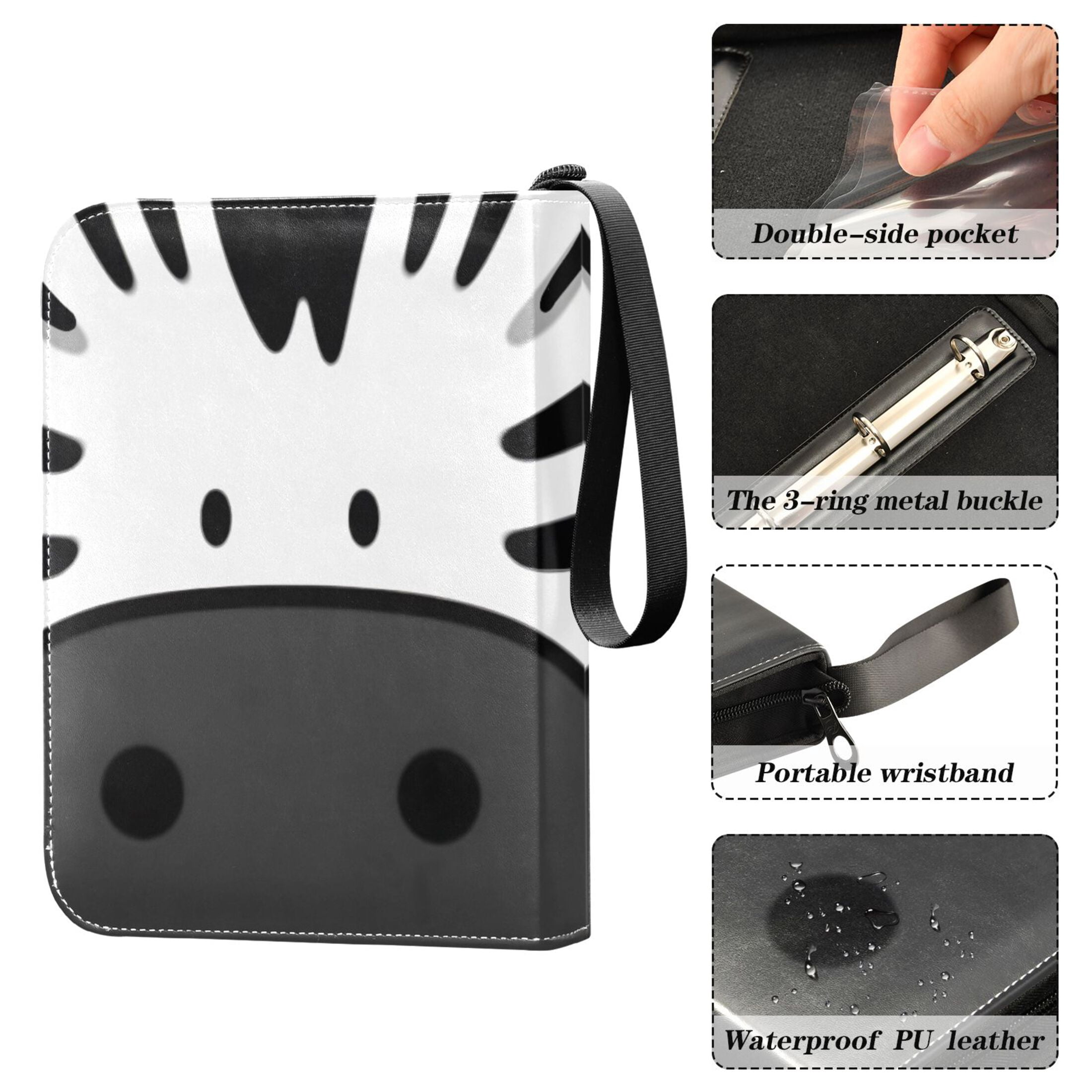 ALAZA Funny Zebra Face Trading Card Binder 4 Pocket Cards Collection Album 400 Folder Holder