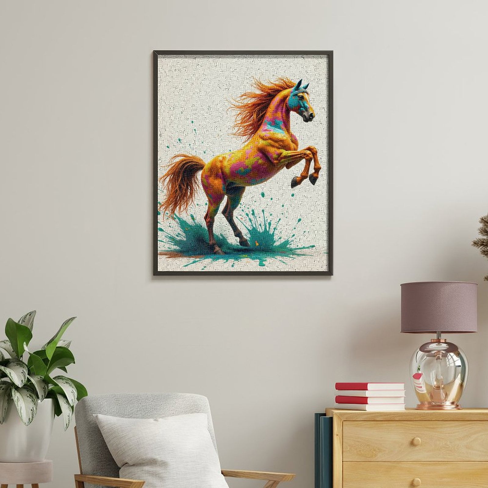 Paint By Numbers Kit for Adults Beginner - DIY Colorful Horse Splatter Art Canvas Painting Kits for Adults, Frameless Paint By Number for Adults for Home Wall Decor 16x20 Inch