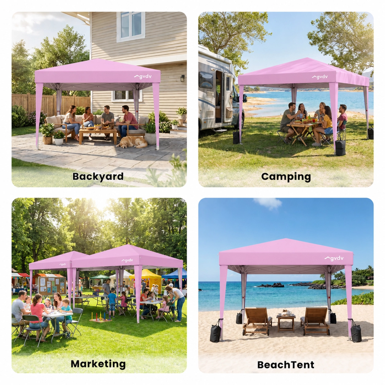 GVDV 10x10 Pop Up Canopy Tent, Outdoor Ez Up Gazebo One Person Set