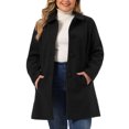 thumbnail image 2 of DARING DIVA Women's Plus Size Button Down Single Breasted Peacoat Long Coat 2X Black, 2 of 6