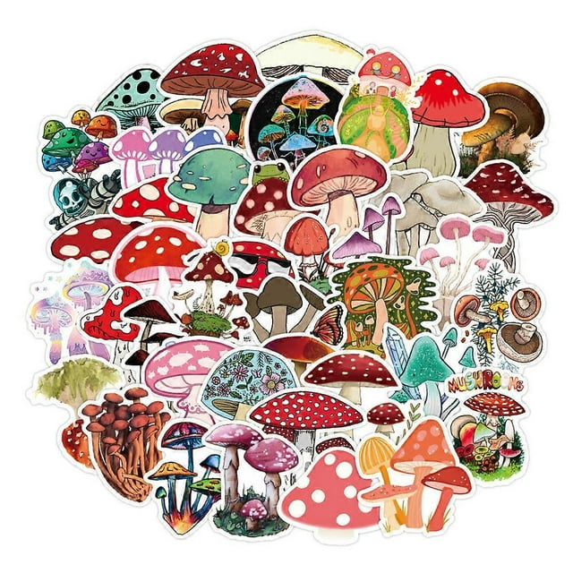 Juego de pegatinas de hongos, pegatinas de la naturaleza para portátiles, botellas de agua, planificadores de álbumes de recortes, maletas,tarjetas, álbumes de fotos