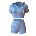 thumbnail image 5 of RMGVDSD Women's 2 Piece Outfits Summer Tracksuit Short Sleeve Crop Zipper Hoodie And Shorts Workout Sets Work Business Casual Outfits, 5 of 6