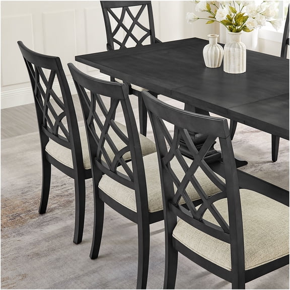 JERFIT Mid-Century Modern Dining Chairs Set of 2, Upholstered Kitchen Chairs with Solid Wood Frame, Dark Oak Finish for Dining Room, Living Room