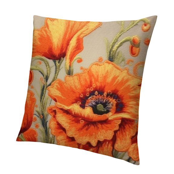 Ink Oil Painting Watercolor Flowers Summer Decorative Throw Pillow Cover
