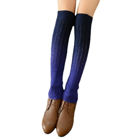 

sdghg Women Cashmere Knitted Leg Warmers Gradient Soft Thigh High Boot Socks Winter Warm Fashion Long Stockings