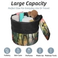 thumbnail image 2 of PhooArto Drawstring Cosmetic Bag, Barrel Shaped Portable Travel Makeup Bags, Vintage Floral Alien Large Capacity Waterproof Multifunctional Bucket Toiletry Bag, 2 of 6