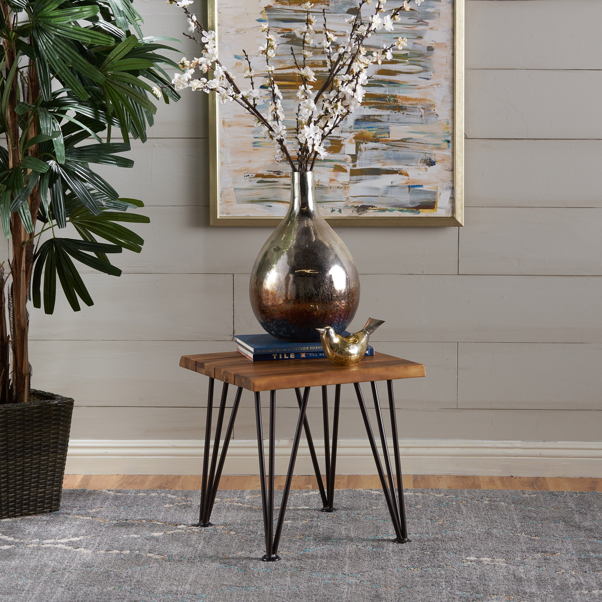Industrial Wood And Metal Accent Table