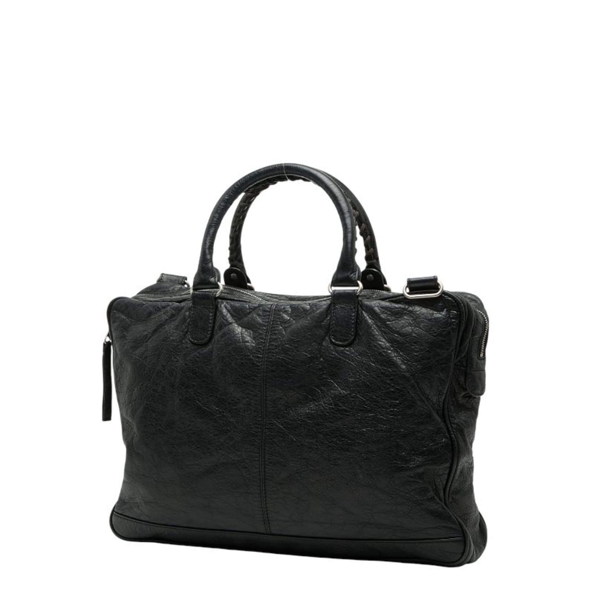 Pre-Owned Balenciaga Briefcase/Shoulder Bag, 2-Way, Black Leather, Men's, BALENCIAGA