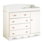SouthShore - Juliette Changing Table with Removable Changing Station, Pure White with Floral Accents