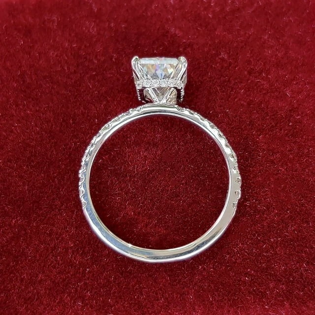 solitaire jewels 3.5CT Radiant Moissanite Hidden Halo Engagement Ring For Women, 18K White Gold