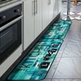 thumbnail image 3 of Teal Turquoise Kitchen Mats Set, Runner Area Rug Floor Mat, 17x30 and 17x47 Inches, Retro Farmhouse Boho Green Kitchen Decor and Accessories,Abstract Brush, 3 of 6