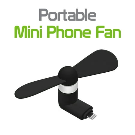 Portable Mini USB Fan for Apple iPhone X, 8/8 Plus, 7/7 Plus, iPod Touch and More 8 Pin Lightning Devices - Black