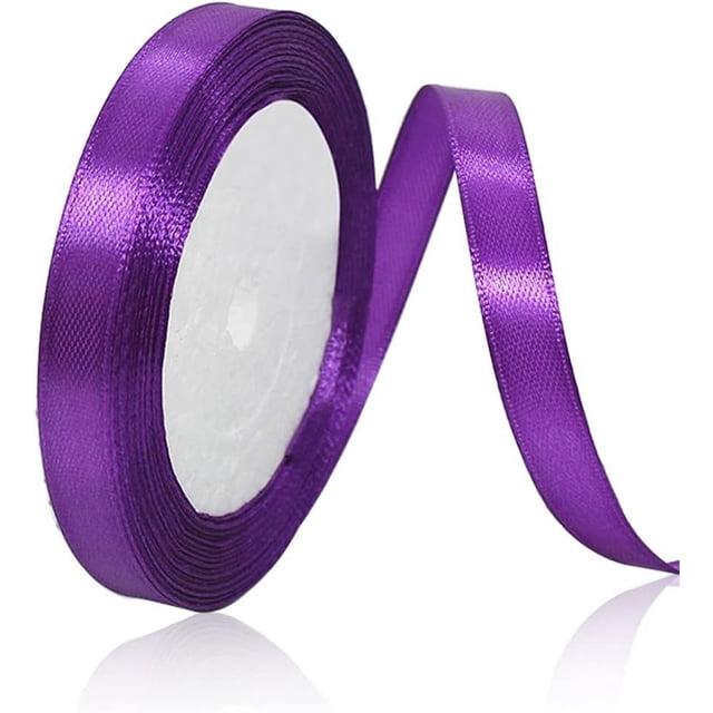 LAICAIW Solid Color Purple Satin Ribbon, 3/8 Inches x 25 Yards Fabric Satin Ribbon for Gift Wrapping, Crafts, Hair Bows Making, Wreath, Wedding Party Decoration and Other Sewing Projects