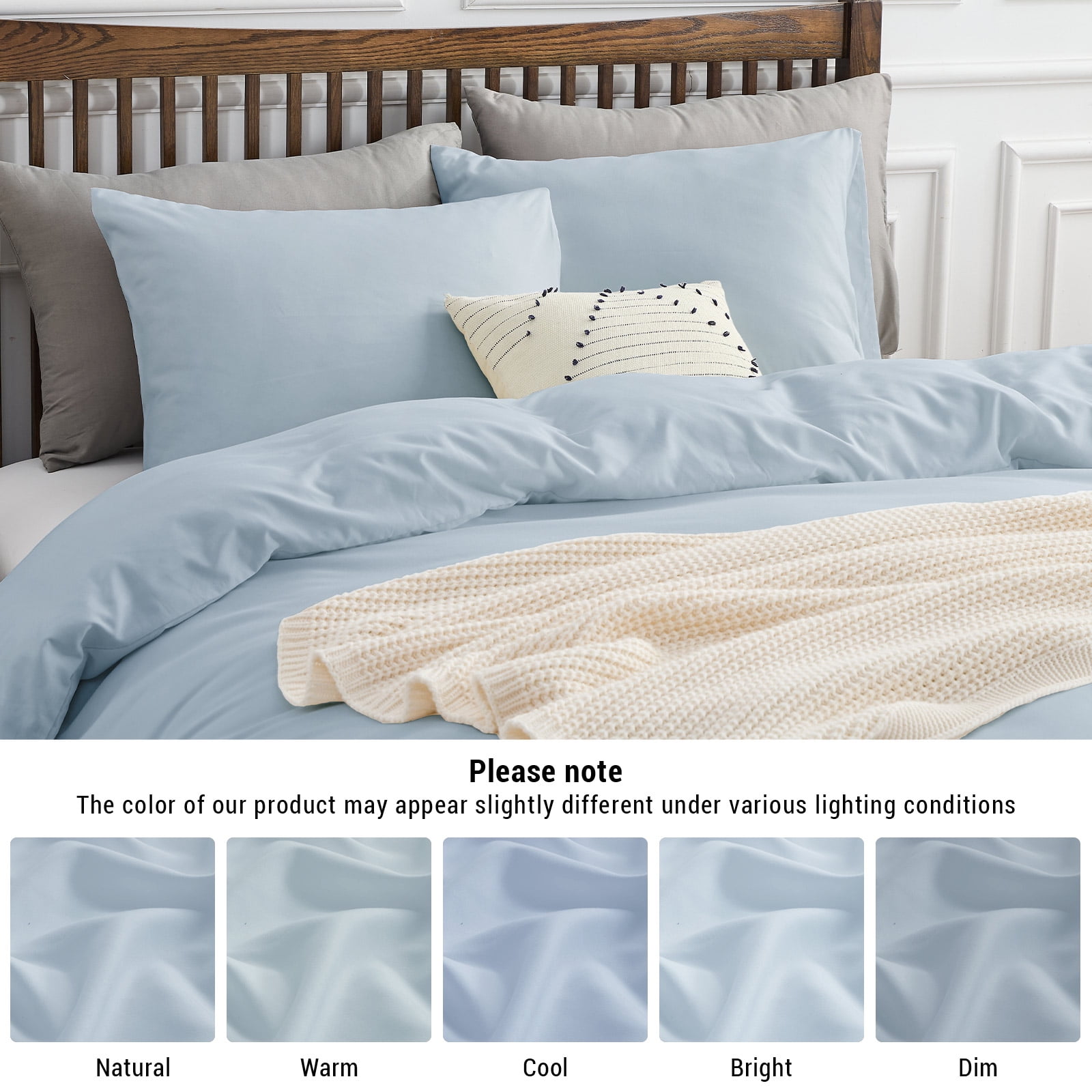 Hitime Luxury King Duvet Cover, Soft & Breathable Microfiber 3 Pieces King Bedding Sets, King Comfy Duvet Cover, with Zipper Closure