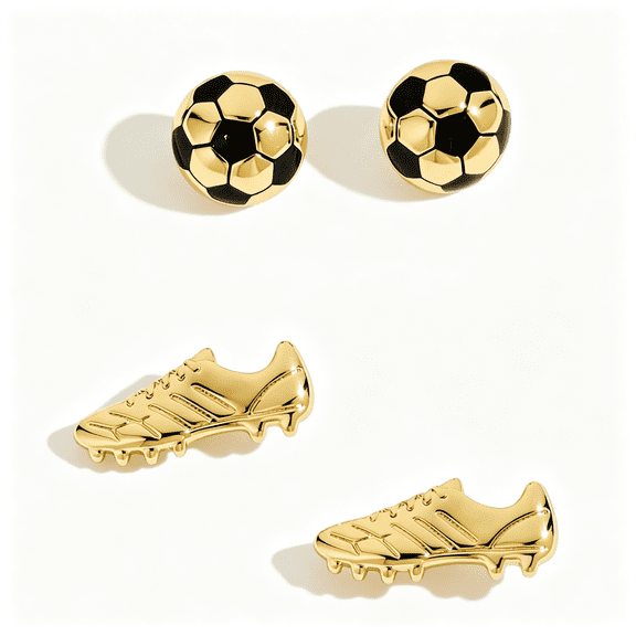 DESIGNICE Sport Themed Statement Earrings 2 Pairs Novelty Stud Earrings for Women Sports Jewelry Gift Novelty Soccer Earrings