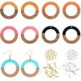 thumbnail image 2 of 1 box DIY 2 colors Dangle Earring Making Kits 10pcs Ring Resin & Walnut Wood Pendants Brass Earring Hooks & 2 styles Jump Rings Mixed color 50pcs/box, 2 of 5