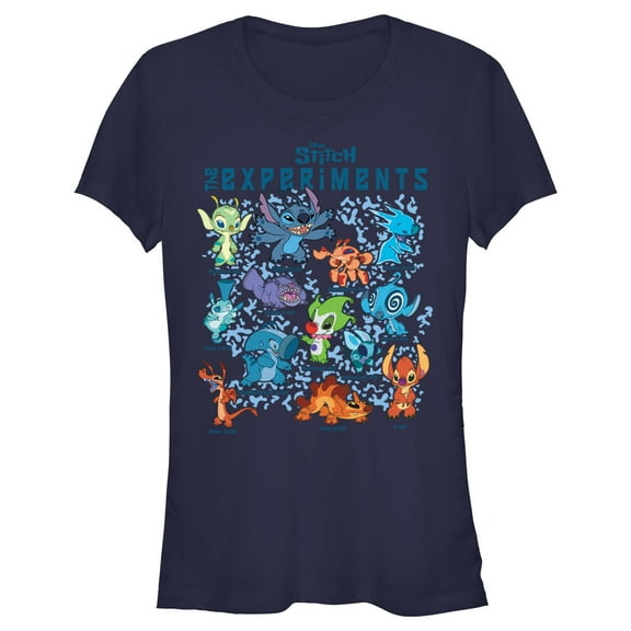 Junior's Lilo & Stitch The Experiments Portraits Graphic Tee Navy Blue Large