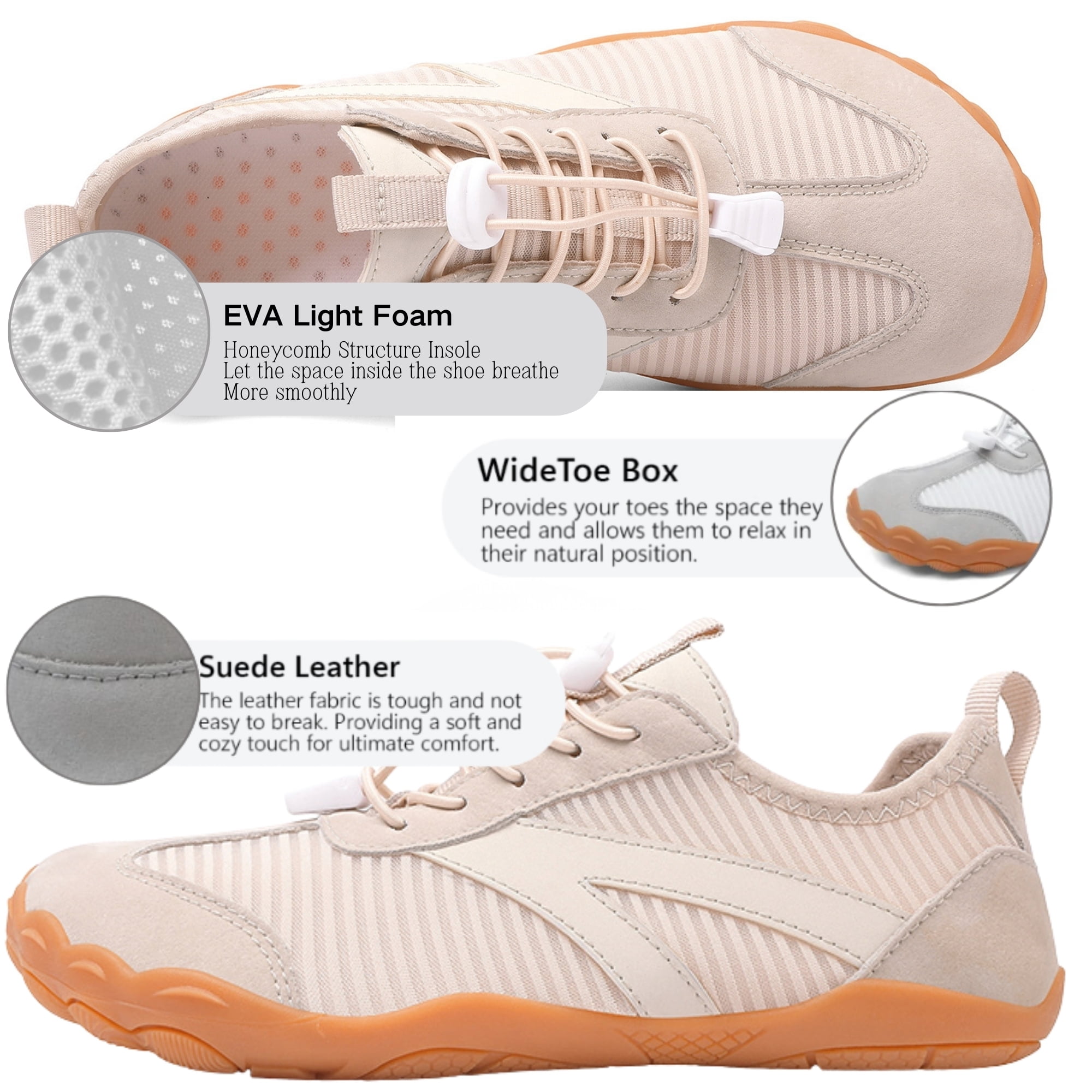 BERANMEY Barefoot Water Shoes for Women Mens Wide Toe Box Quick-Dry Breathable Mesh Zero Drop Trail Running Hiking Walking Shoes for Outdoor
