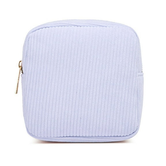 Women Corduroy Small Makeup Bag Solid Color Zippered Coin Purse Cosmetic Pouch Portable Toiletry Organizer Storage Bag