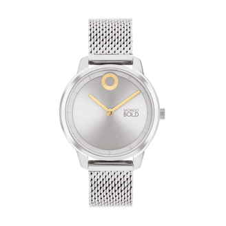 Movado Bold Silver Mesh Watch Movado BOLD Shimmer Crystal Bezel and Stainless Steel Mesh  main image 4
