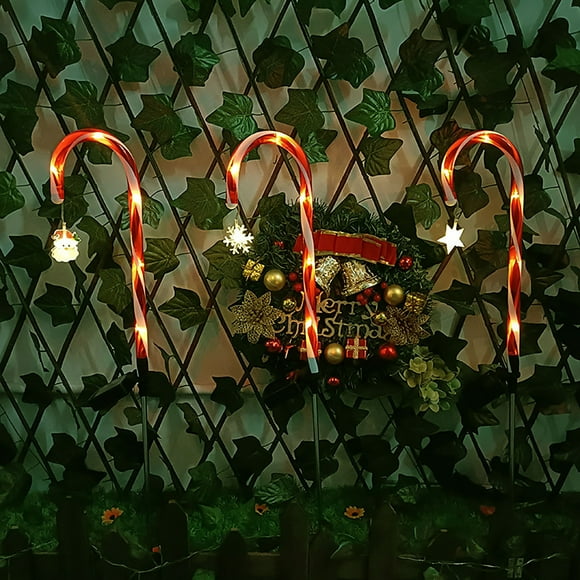 3-Pack Solar Candy Cane Pathway Lights Outdoor Christmas Decorations for Yard, Garden, Walkway & Holiday Party Décor