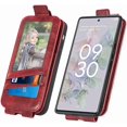 thumbnail image 4 of Zipper Wallet Case for Google Pixel 6A with Card Holder Slot, PU Leather Adjustable Kickstand Flip Handbag Phone Cover for Google Pixel 6A SDLL Red, 4 of 14