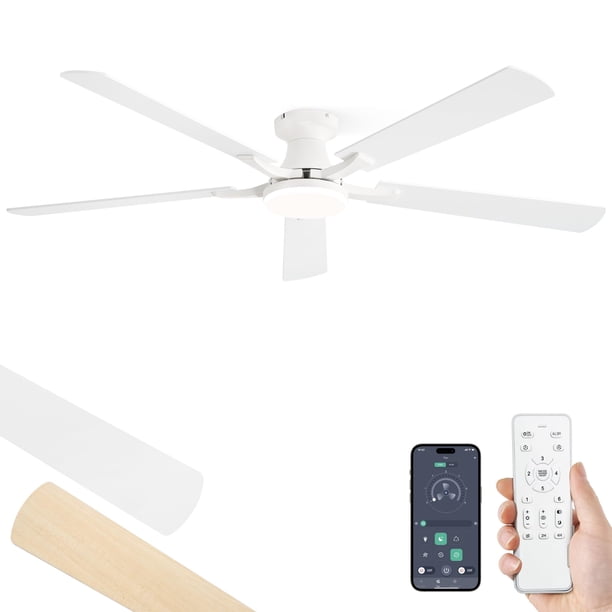 Ventilador de Techo ZMISHIBO 60" LED Regulable 20W con Control Remoto y App