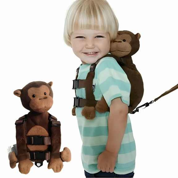 GASTROPOD 2-in-1 Monkey Backpack with Leash, Adjustable Anti-Lost Walking Belt, Cartoon Style Monkey Seat Belt, Cute Backpack