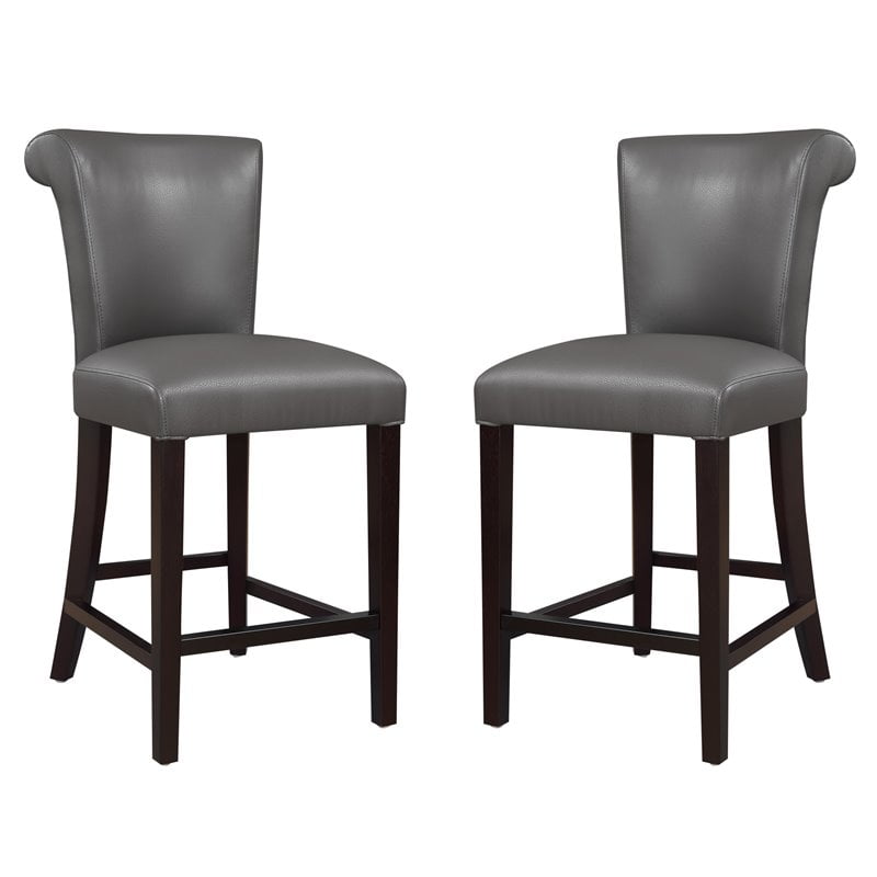 Pemberly Row Norwood III Gray 24'' Faux Leather Counter ...