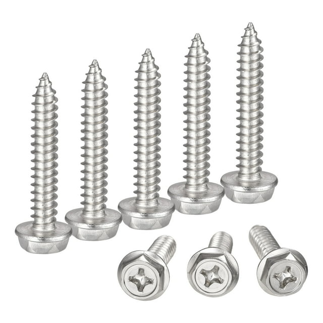 Unique Bargains Rondelle Hexagonale Phillips en Acier Inoxydable 304 M6 x 35 mm à Vis Autotaraudeuses, Lot de 25