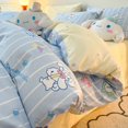 thumbnail image 1 of Miniso Sanrio Hello Kitty Kuromi Cinnamoroll algodón puro de tres piezas sábana de cama de dibujos animados funda de edredón funda de almohada ropa de cama para dormitorio, 1 of 5
