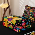 thumbnail image 6 of Homewish Boho Watercolor Floral Zipper Twin Comforter Sets with Fitted Sheet and 2 Pillowcases,Peony Daisy Flower Zipper Bedding Set,Multicolor,Black Reversible,4pcs, 6 of 8