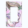 thumbnail image 2 of Metal Light Switch Wall Plate Outlet Cover (Mermaid Cat Pattern Glitter Print Pastel - Single Rocker), 2 of 2