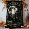 thumbnail image 3 of Gothic Halloween Blanket with Black Cats & Pumpkins, Plush Throw, Dark Moon Decor, Spooky October Vibes, Halloween blanket Gift, Cozy Throw Blanket, 3 of 4