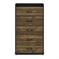 thumbnail image 4 of Furinno Modern 5-Drawer Kitchen & Dining Sideboard Buffet Storage, Columbia Walnut/Black, 4 of 6
